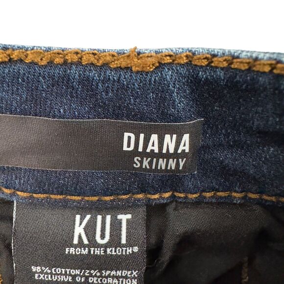 Kut from the Kloth Diana Skinny Jeans Womens Size 6 Dark Wash Black Leather Trim - Picture 6 of 12